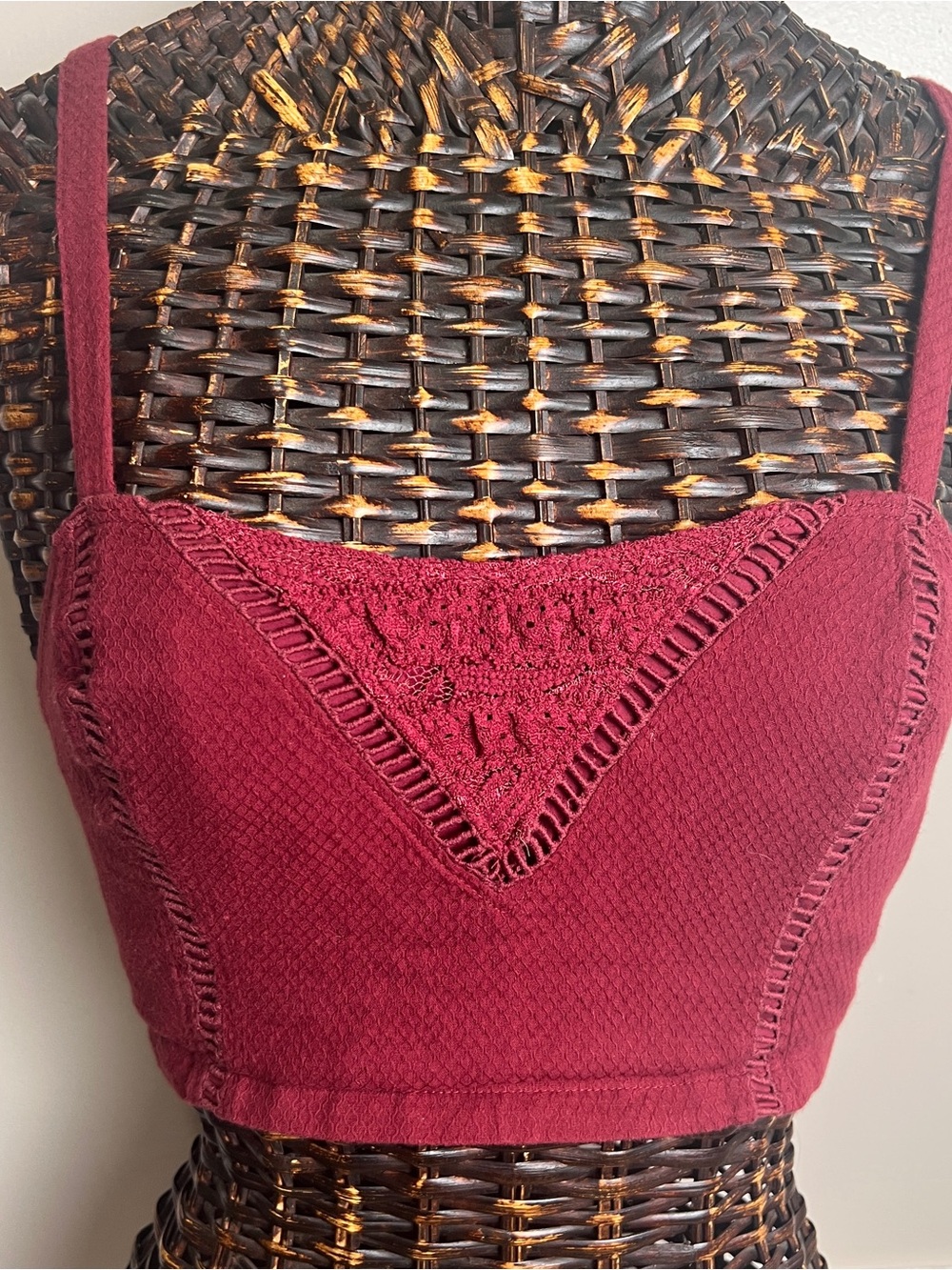 Pins and Needles Lace-Inset Burgundy Bra Top From Urban Outfitters, Small, EUC